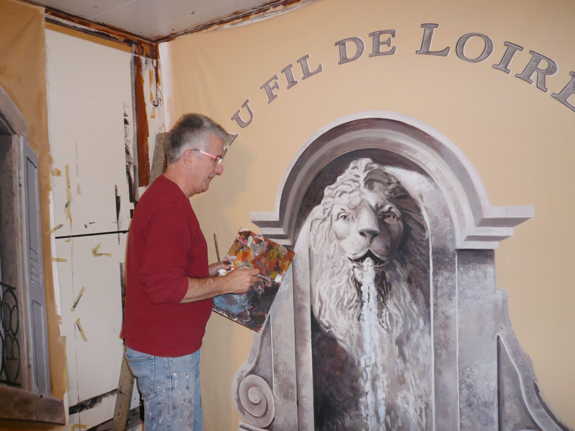 Réalisation en atelier, sur toile à maroufler